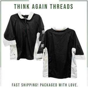 NWT Galway Bay Polartec Power Dry 1/2 Zip Golf Shirt Black White Size Medium